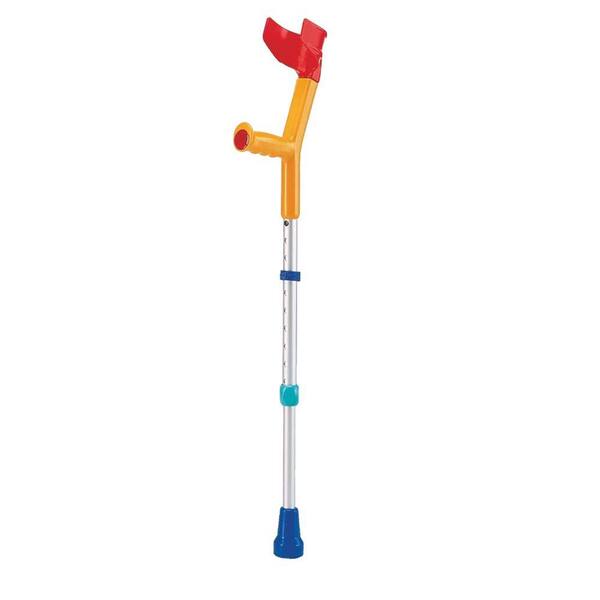 Unbranded Adjustable Pediatric Yellow and Red Forearm Crutch-DISCONTINUED