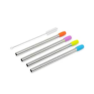 10 -Pieces Jumbo Disposable Stainless Steel Straws Set with Cleaning Brushes