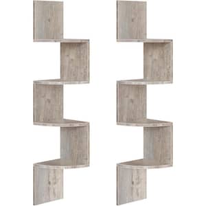 41.3 in. W x 7.9 in. D 4-Tier Greige Corner Shelf Decorative Wall Shelf (Set of 2)