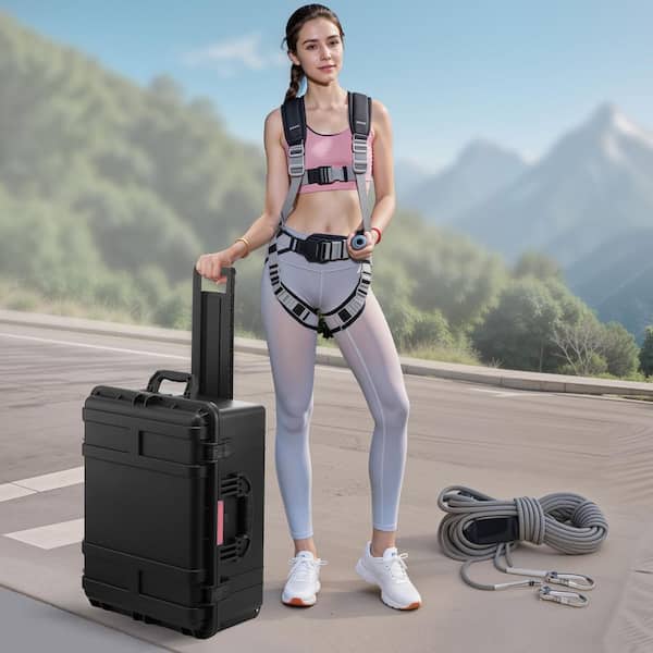 Heavy Duty Weatherproof Hard Case, IP67 Waterproof with Pre-Cut Foam, Wheels Pull Handles, 24.8 in. Black Backpack
