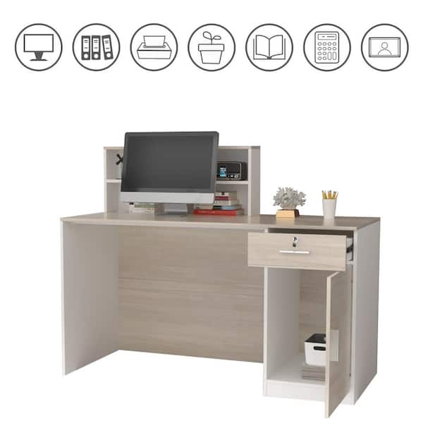 white flat desk