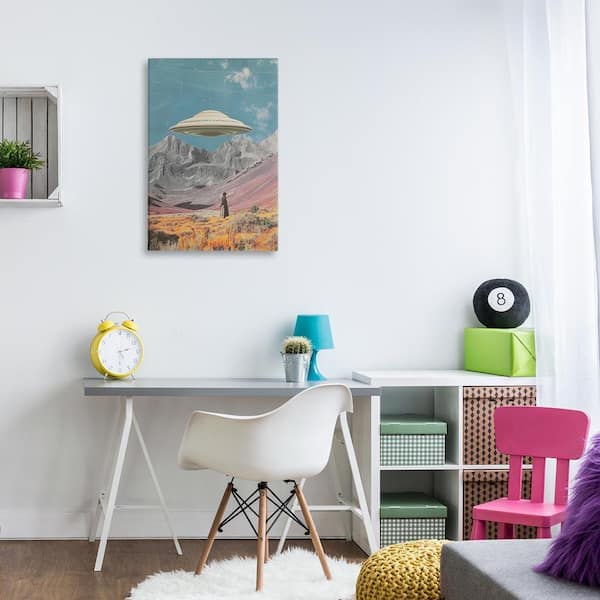 UFO Over Mountain Valley by Wumples Unframed Fantasy Graphic Art Print 30 in. x 20 in.