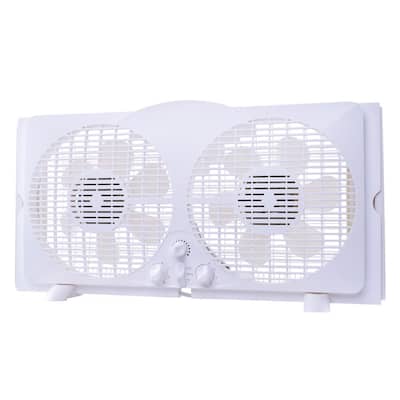 65-Watt 9 in. White Reversible Twin Window Fan