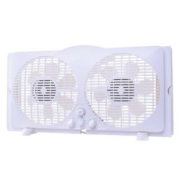 Unbranded 65-Watt 9 in. White Reversible Twin Window Fan