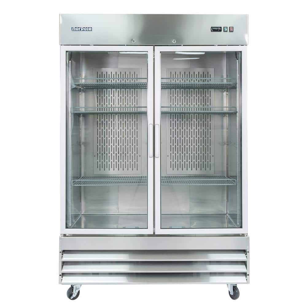 54 in. W 48 cu. ft. 2-Glass Door Reach-In Commercial Refrigerator in Stainless