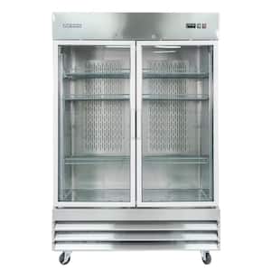 54 in. W 48 cu. ft. 2-Glass Door Reach-In Commercial Refrigerator in Stainless