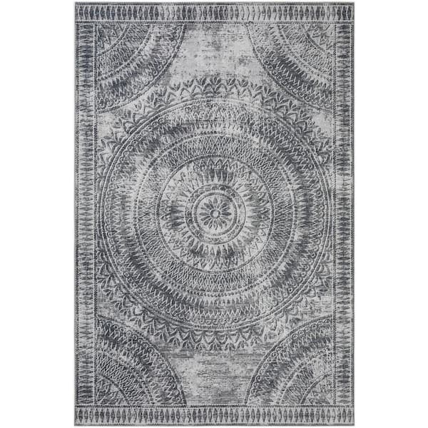 Addison Rugs Modena Pewter 8 ft. x 10 ft. Medallion Area Rug