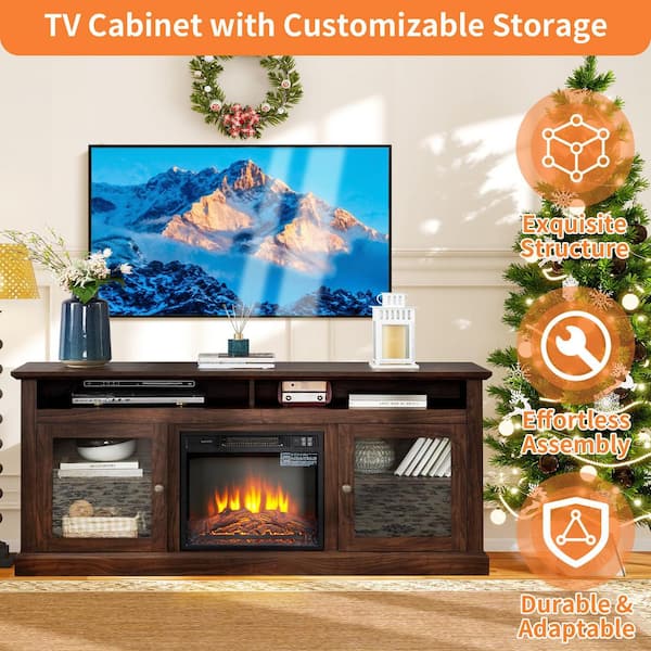 プロジェクター& Fire TVセット ToolCat 60 in. Freestanding Electric Fireplace TV Stand in White