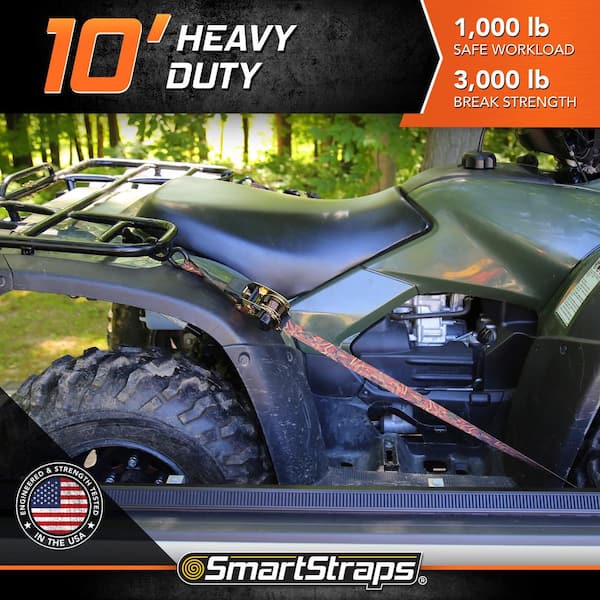 10 ft. x 1.5 in. Camo Retractable Ratchet Tie Down Straps with 1,000 lb. Safe Work Load - 2 pack