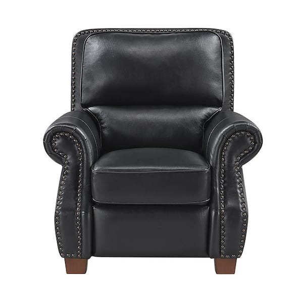 Lazzara Martina Black Leather Manual Push Back Recliner 8448BLK