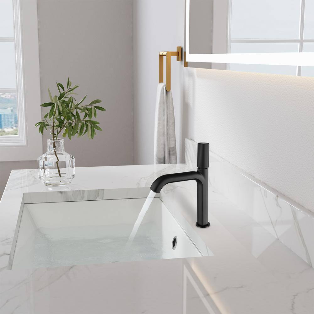 Matte Black Single Handle Brass Bathroom Faucet