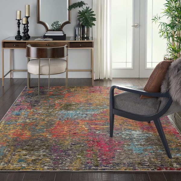 Celestial Sunset Multicolor 7 ft. x 10 ft. Abstract Bohemian Area Rug