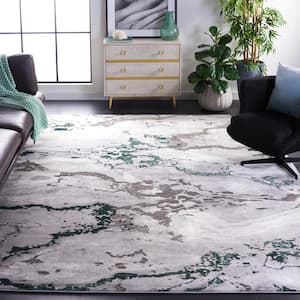 Craft Gray/Green 11 ft. x 14 ft. Marbled Abstract Area Rug