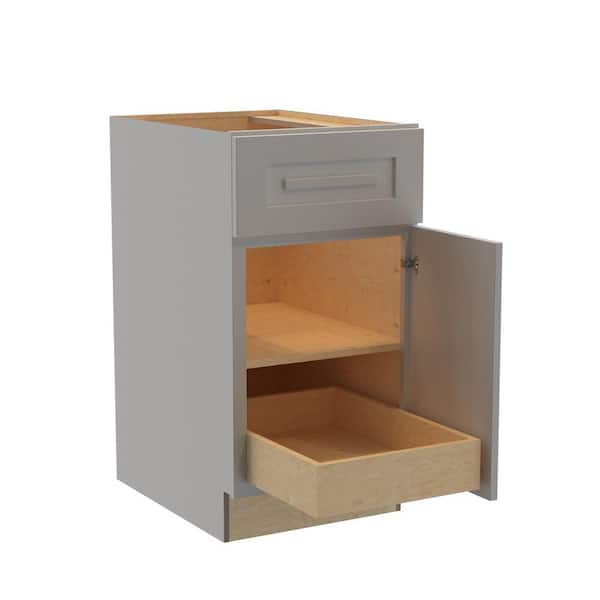 Home Decorators Collection Grayson 18 in. W x 24 in. D x 34.5 in. H Assembled Plywood Base Kitchen Cabinet in Pearl Gray with 1ROT Soft Close RH