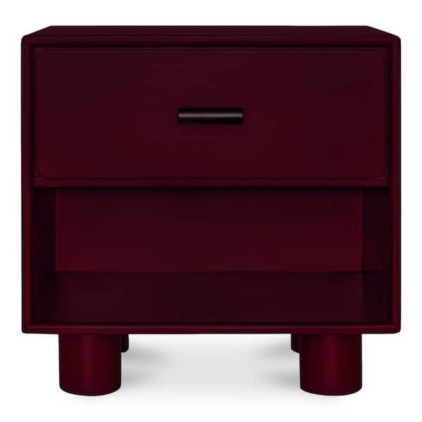 Saryn Deep Red 1-Drawer 23 in. W Nightstand