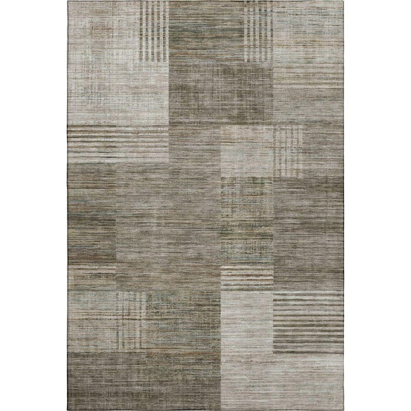 Mayfield Premium Machine Washable Abstract AMF2149 Pewter 9 ft. x 12 ft. Area Rug