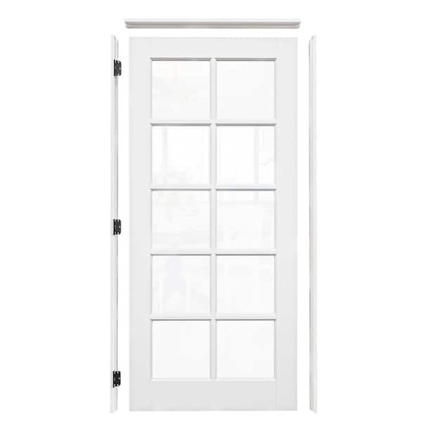 ARK DESIGN Assembly Required 36 in. x 80 in. Right Handed 10-Lite Clear Glass White MDF Door Kit w/Separate Jamb