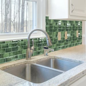 Green 12 in. x 6 in. Vinyl Peel and Stick Backsplash for Bathroom Laundry Room RV Stove, covers 9.5 Sq. Ft. 10-Pack