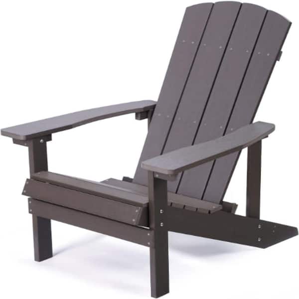 maocao hoom Patio Hips Plastic Adirondack Chair Lounger Weather Resistant Furniture in Coffee