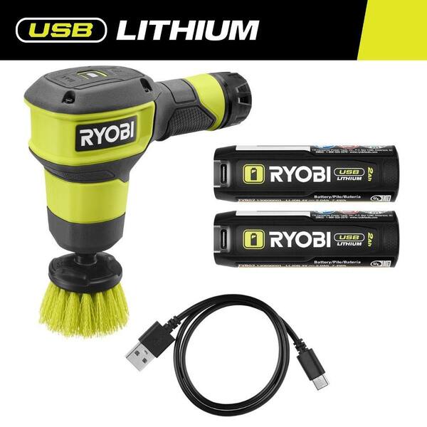 USB Lithium Compact Scrubber Kit with 2.0 Ah Battery and USB Charging Cord with FREE USB Lithium 2.0 Ah Lithium Battery