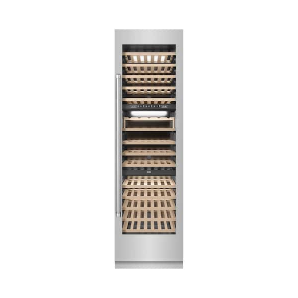 24 in. 12.4 cu. ft. Triple Zone 100-Bottle Column Wine Cooler in Stainless Steel