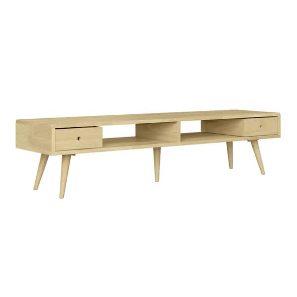 Handy Living Freemont 59 in. Natural Wood TV Stand with 2-Drawer Fits TVs Up to 55 in.
