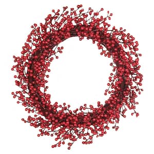 18 in. Artificial Weatherproof Berry Wreath on Twig Base