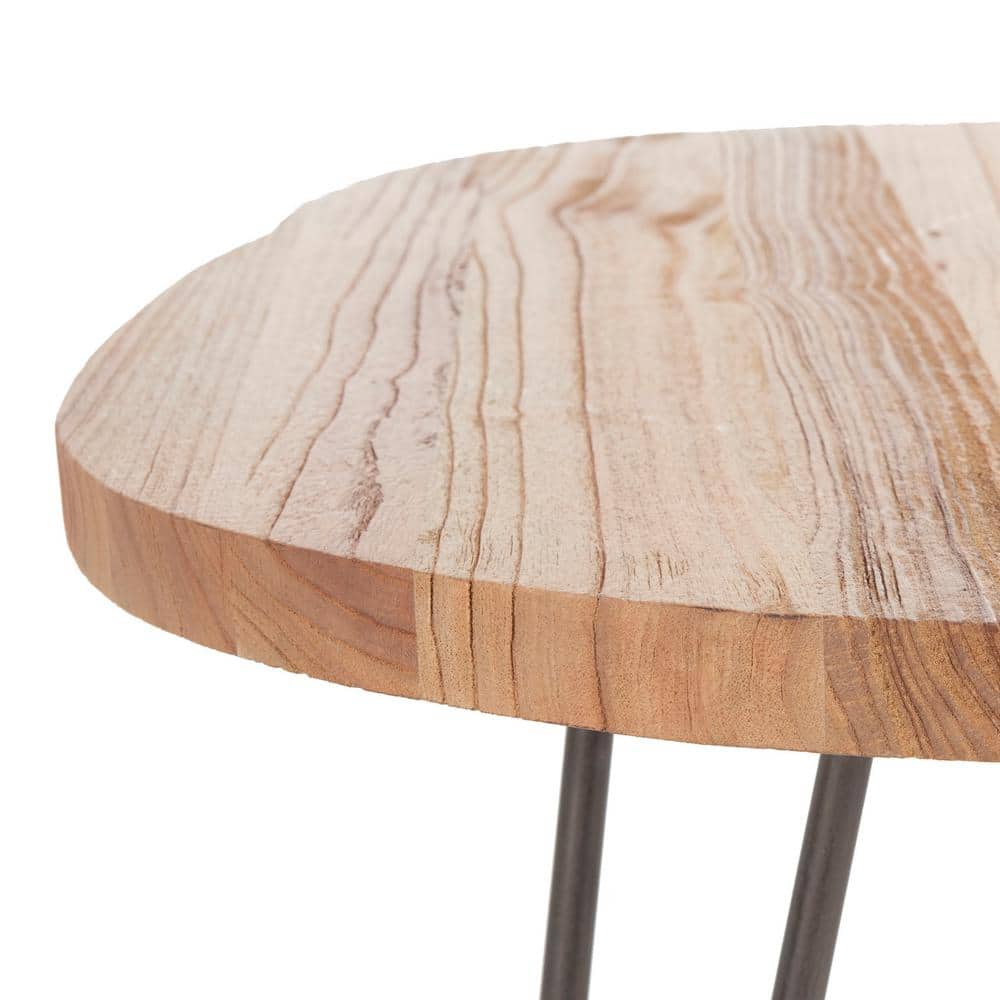 Weathered Oak and Steel Round Transitional Coffee Table