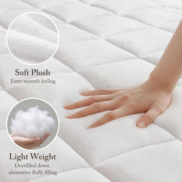 Heavenly Soft White Twin XL Overfilled Plush Hypoallergenic Down Alternative 100% Polyester Waterproof Mattress Pad