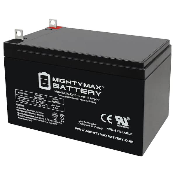 MIGHTY MAX BATTERY ML15-12 12-Volt 15Ah, NB Terminal, Rechargeable SLA ...