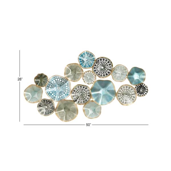 50 in. x 25 in. Metal Multi Colored 3D Overlapping Discs Plate Wall Decor