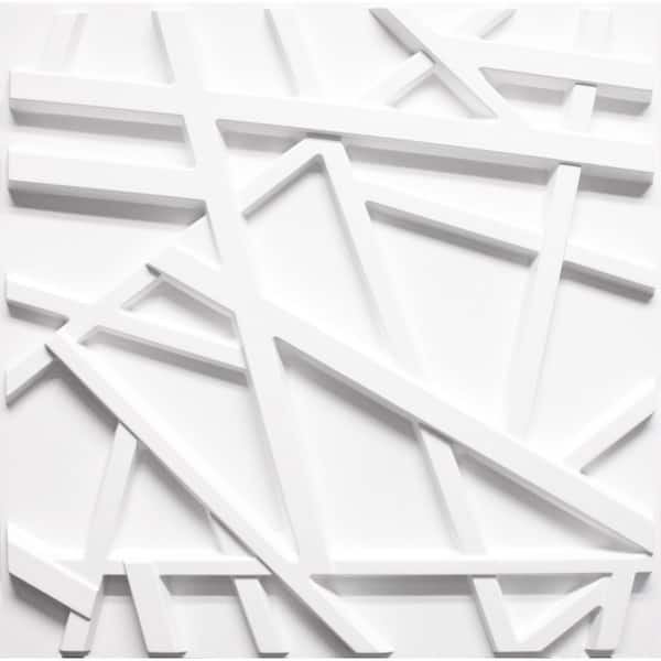 Dundee Deco Falkirk Ross 2/25 in. x 19.7 in. x 19.7 in. White PVC Trusan 3D Decorative Wall Panel 10-Pack