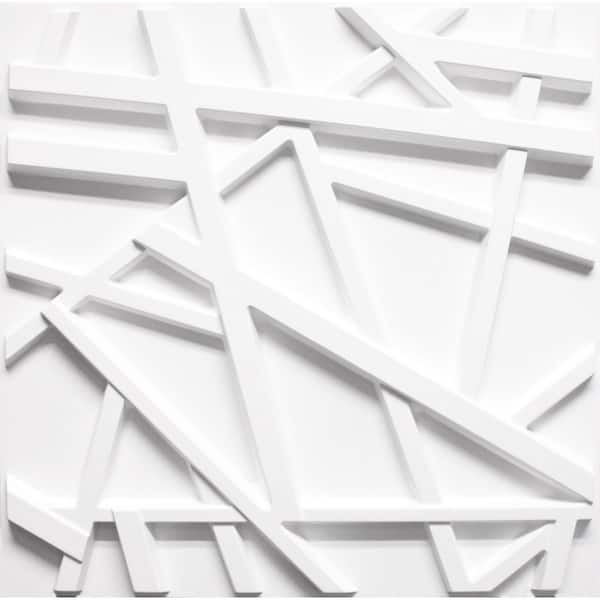 Dundee Deco Falkirk Ross 2/25 in. x 19.7 in. x 19.7 in. White PVC Trusan 3D Decorative Wall Panel
