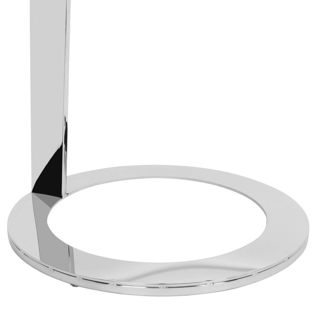 Round Chrome Metal and Glass End Table