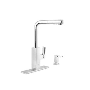 Tallinn Single-Handle Pull-Out Sprayer Kitchen Faucet with Soap Dispenser in StarLight Chrome