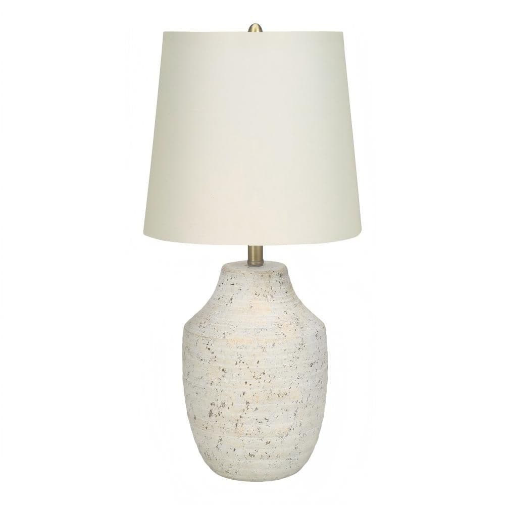 20 in. White Concrete 1-Light Table Lamp with Urn-Shaped Base and Ivory Linen Shade for Living Room, Bedroom and Office price history on PriceWatchPro