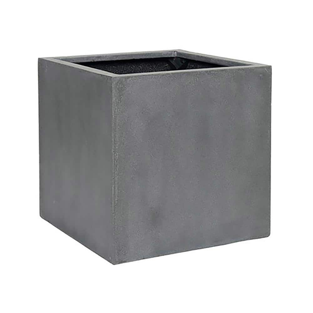 Matte Gray Fiberstone Square Cube Planter, 20"
