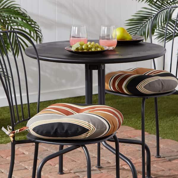 Greendale Home Fashions 15 in. Round Outdoor Bistro Chair Cushion Set of 2 Brick Stripe