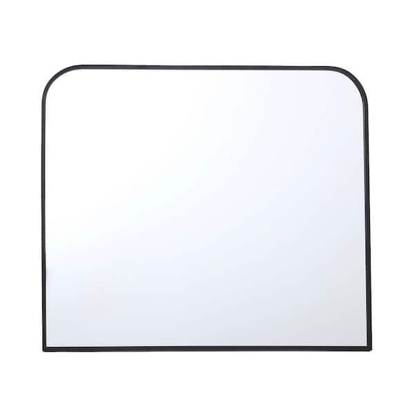 Unbranded 30 in. x 26 in. Modern Home Matte Black Metal Accent Mirror