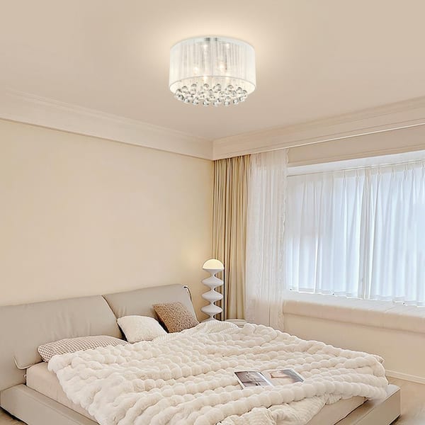 Edvivi Belle 4-Light Chrome Flush Mount with White Threaded