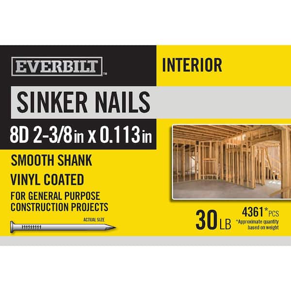 Everbilt 8D 2-3/8 in. Sinker Nails Vinyl Coated 30 lbs (Approximately 4361 Pieces)