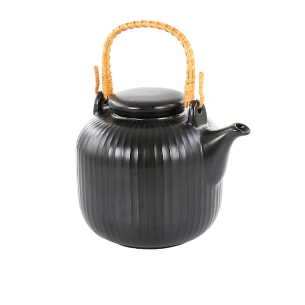 OUR TABLE Landon 1.21 qt. 4.8 Cups Stoneware Teapot in Pepper