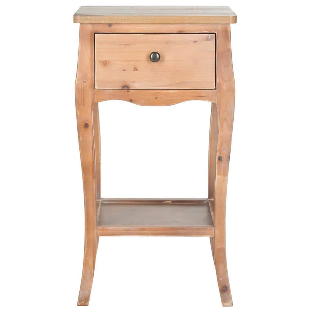 Transitional Black/Brown Fir Wood End Table with Storage