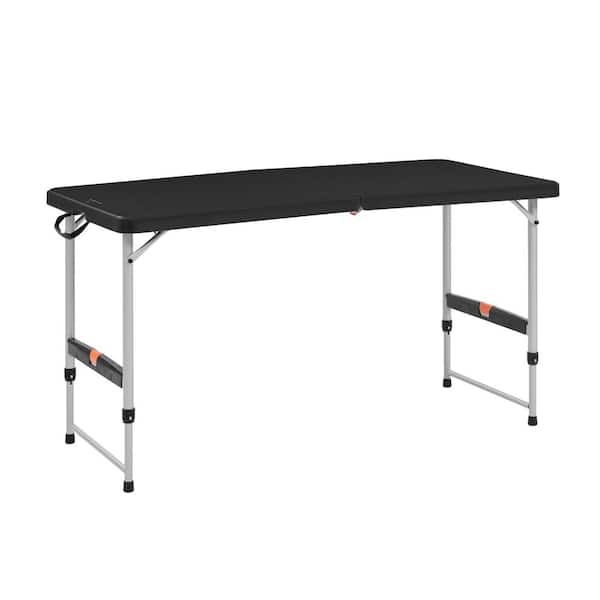 4 FT Black/Silver Grey Plastic 4 Legs Dining Table Seats 4