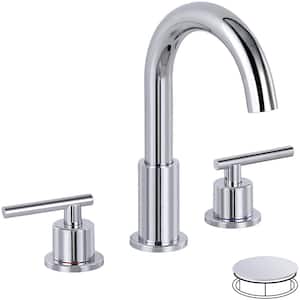 8 in. Widespread 2-Handle High Arc Bathroom Faucet with Pop-up Drain and 360° Swivel Spout in Polished Chrome