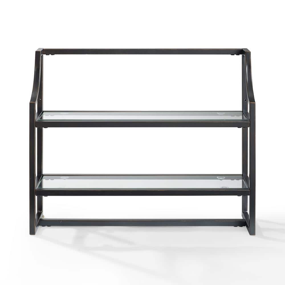 Aimee Oil Rubbed Bronze Wall Shelf with Glass Shelves