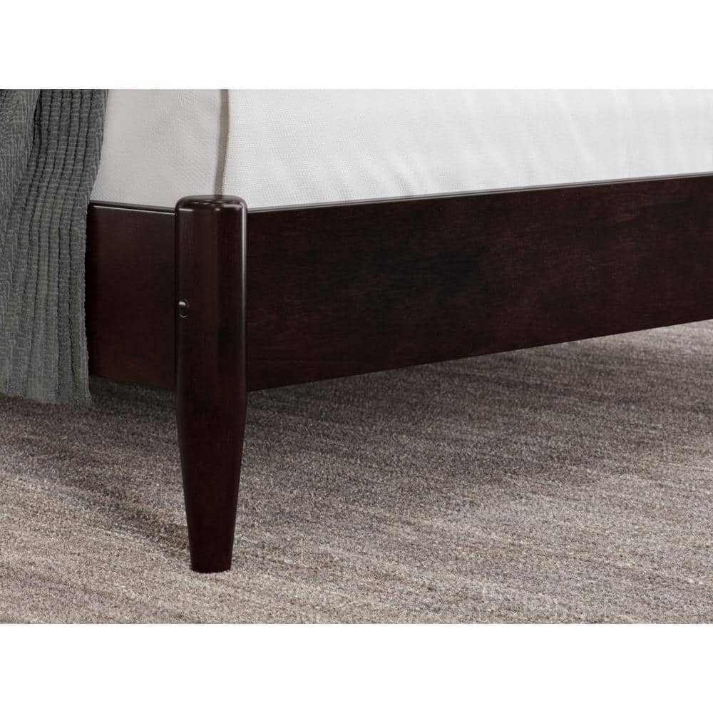Espresso Full Wood Platform Bed with Slatted Headboard