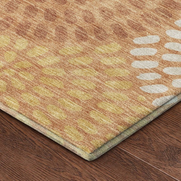 Mayfield Premium Machine Washable Abstract AMF2492 Copper 5 ft. x 7 ft. 6 in. Area Rug