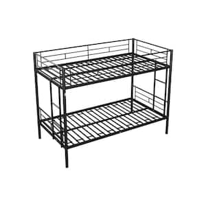 Black Metal Twin Over Twin Bunk Bed, Heavy-duty Sturdy Metal, No Box Spring Needed