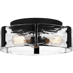 Angora 14 in. 3-Light Matte Black Flush Mount